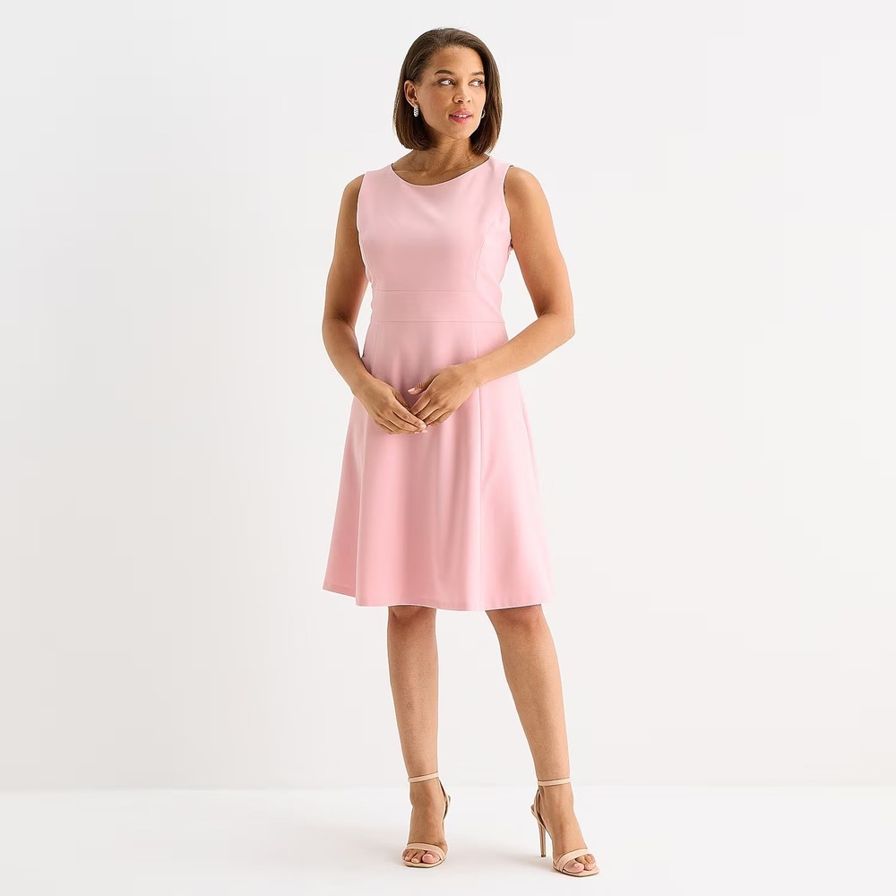 MSRP $89 Black Label by Evan-Picone Womens 10 Tutu Pink Fit + Flare Dress Sleeve